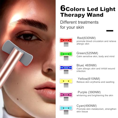 6-in-1 LED Light Therapy Wand for Face & Eyes