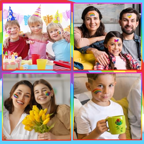 200+ PCS Pride Rainbow Tattoos Stickers LGBT LGBTQ Flag Decorations Accessories Temporary Sticker Pride Month Gay Birthday Party Gifts Boys Girls Men Woman Cute Fake Tattoo Themed Festival
