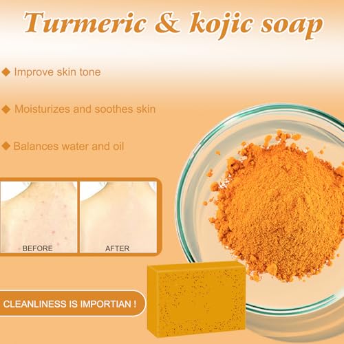 Turmeric Wash and Care Three Piece Set, Turmeric Trio: Facial Wash, Cleansing Mousse & Soap for Skin Care, Turmeric Cleansing Exfoliating Pads, TurmericFace Wash for Face & Body (1Set)