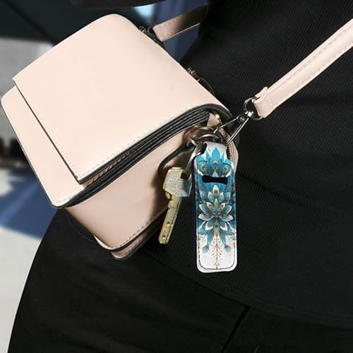 Geometric Butterfly Peacock Boho Lion Travel Bottle Keychain Holders Clip On Lipstick Sleeve Sleeve Holder Keychain