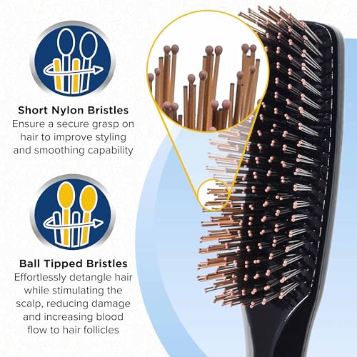 Giorgio Full Size Black Hair Brush for Men Women Kids - Detangler & Scalp Massager