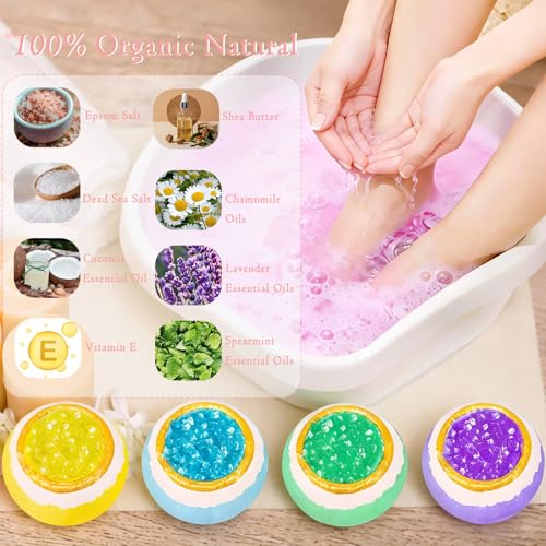 Organic Foot Bath Bombs - 20 Pack Natural Foot Soak Balls for Sore Feet