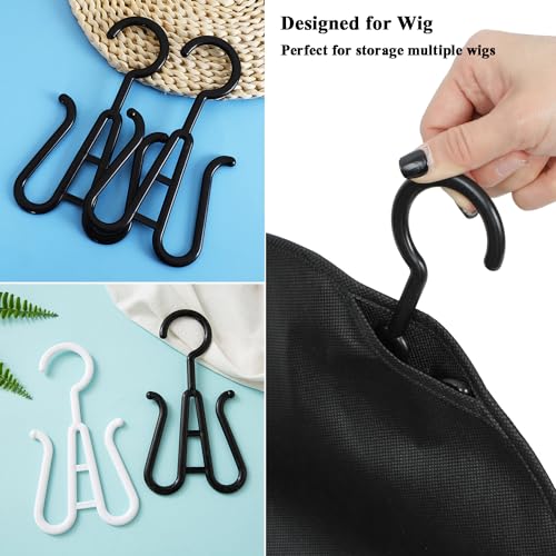 AIAIZHQH 2 Packs Extra Long Hair Extension Holder Wig Holder Wig Storage Bags with Hanger, Wig Storage for Multiple Wigs Hair Extension Hanger with Bag (31.5 Inch, 2Pcs Black)