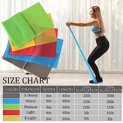 Professional Resistance Bands. Latex-Free, Work Out Bands, Stretch Bands for Working Out Women or Men, Exercise Bands Set for Physical Therapy (Colour Set (10 Pcs))