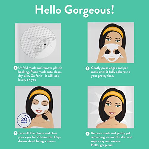 MISS SPA Hydrating & Brightening Sheet Mask Set Facial Masks for Women Exfoliating, Moisturizing Anti-Aging Skincare Bundle Nourishing Masks Dermatologist Tested 5-Pack