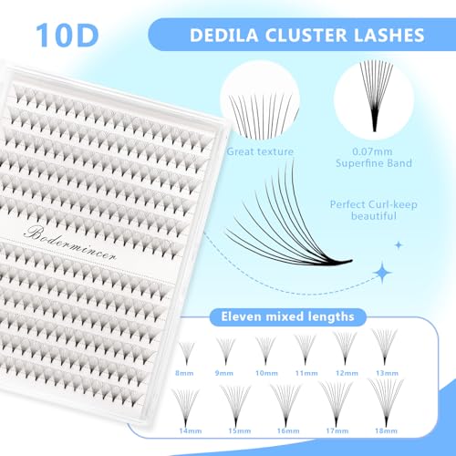 Short Stem Nature Long 10D Premade Fans Dramatic Volume Eye Lashes Extensions Thickness 0.07mm D Curl Soft and Light Weight Individual False Eyelashes Cluster (16mm)