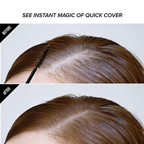 RED by KISS Quick Cover Root Touch Up Rescue (Medium Brown), Mascara Natural Water-Resistant Temporary Gray Concealer Cover Up Brush for Hair Mustache & Beard, Formulated with Jojoba Oil