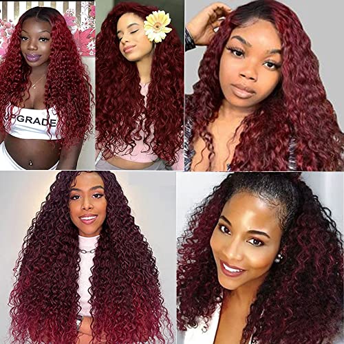Kinky Curly Human Hair Bundle 28" - 1B99J Ombre Black Burgundy