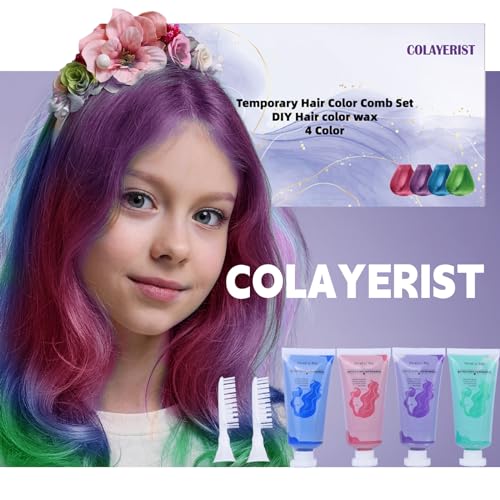 Temporary Hair Chalk Wax Kit, 4 Colors for Kids