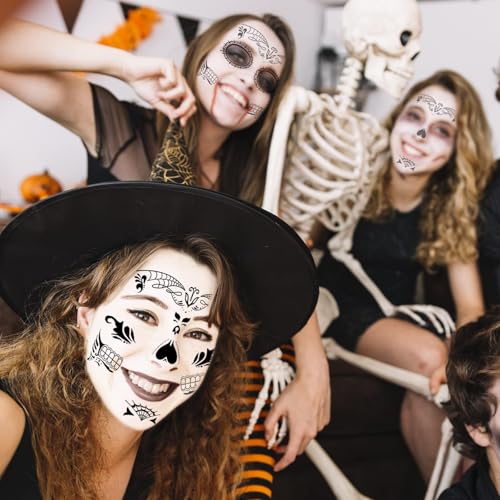 8 Sheets Sugar Skull Temporary Face Tattoos - Day of the Dead