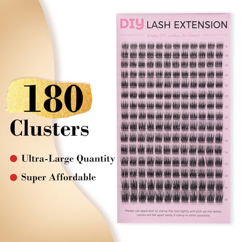 Cluster Eyelash Extensions 180 PCS DIY Lashes 8-16mm