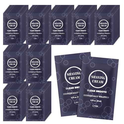 Travel Shaving Cream for Men, Individually Wrapped Mini Shaving Cream in Bulk, Disposable Travel Size Toiletries Amenities Vacation for Hotel, Shelter/Homeless/Nursing Home/Charity 0.34 oz (100 Pack)