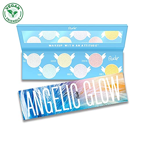 Angelic Glow Highlighter and Eyeshadow Palette by Rude Cosmetics for Women - 0.32 oz Makeup