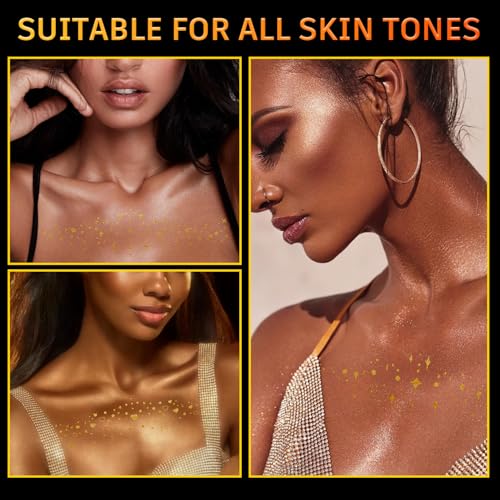 Gold Glitter Collarbone Temporary Tattoos - 8 Pack Waterproof