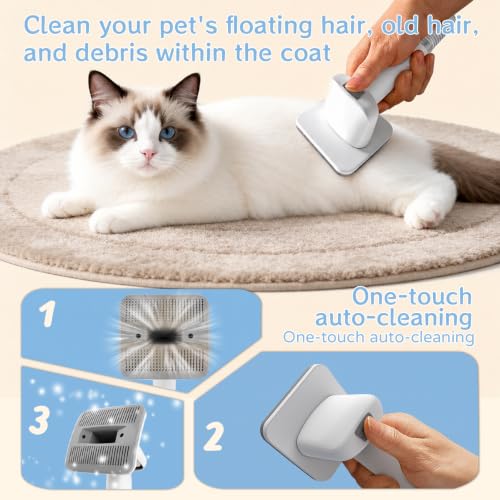 8VR White Dog Grooming Kit Vacuum with 6 Pet Grooming Tools, Quiet & Powerful