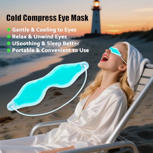 Cooling Eye Mask Gel Ice Pack - Reusable Eye Pads for Puffiness Relief