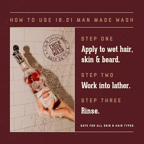 18.21 Man Made 3-in-1 Body Wash, Shampoo, & Conditioner for Men, All Hair & Skin Types, Strengthens and Moisturizes in a Manly Aroma 18oz