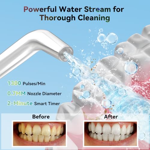 Mini Water Flosser for Teeth,Travel Dental Flosser Picks, Portable Oral Irrigator with Telescopic Water Tank, 5 Modes IPX7 Waterproof Tooth Flosser for Brace, Sensitive Teeth, with Storage Bag
