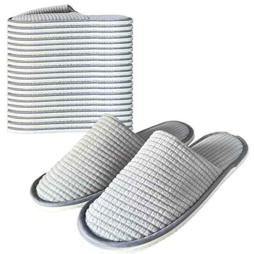 Anmerl 10 Pairs Disposable Hotel Slippers - Bulk Guest House Shoes for Spa, Wedding, Travel, Universal Size, Non-Slip, Washable with Individual Packaged