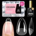Beetles B-Almond Short Nail Tips 288pcs Set with Nail Glue – No Filing Needed