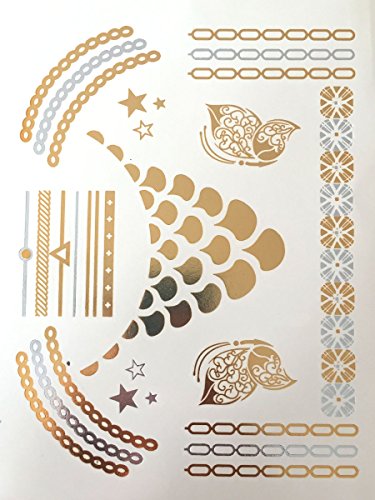 Gold & Silver Metallic Temporary Tattoos - 10 Sheet Set