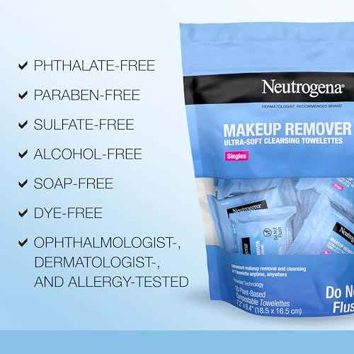 Neutrogena Makeup Remover Wipes Singles, Individually Wrapped, Daily Facial Cleanser Towelettes, Gently Removes Oil & Makeup, Alcohol-Free, 20 ct