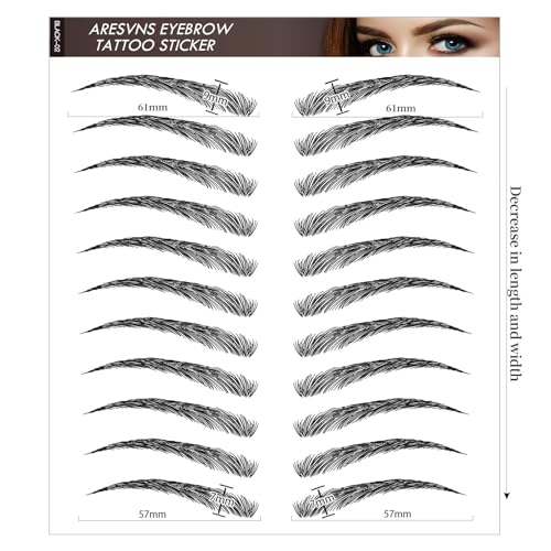 Eyebrow Tattoo 88 Pairs,4D Tattoo Eyebrow,Popular Black Fake Eyebrows,Realistic Eyebrow Transfers Sticker,Suitable Sizes,Waterproof and Long-Lasting 3-5 Days