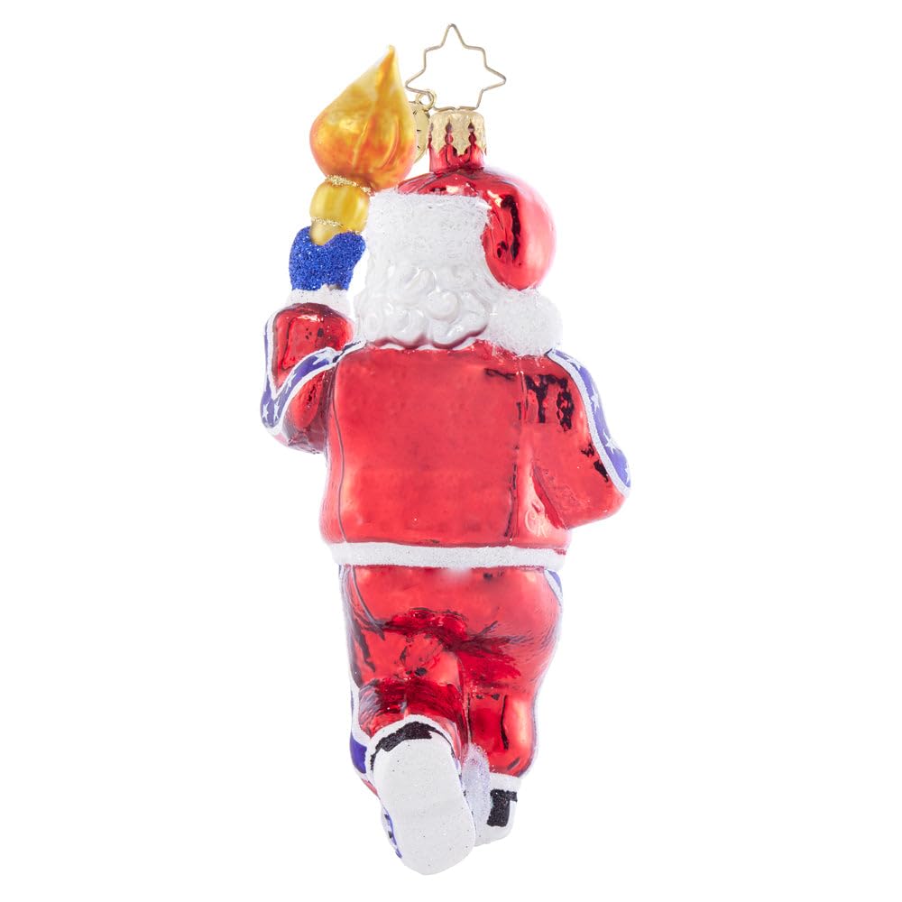 Christopher Radko Hand-Crafted European Glass Christmas Tree Decorative Ornament, Torch-Bearing Santa