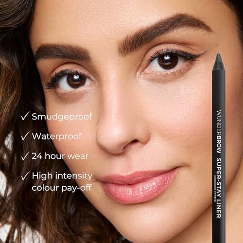 WUNDERBROW Waterproof Eyeliner Pencil - Smudge-Proof, Intense Noir, 24H Long-Wear