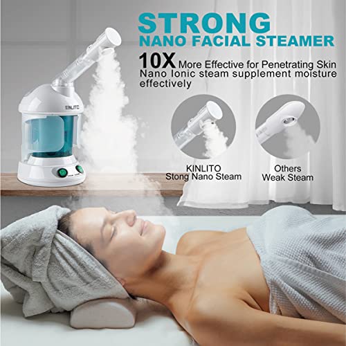 KINLITO Facial Steamer with Ozone - Nano Ionic Warm Mist Spa