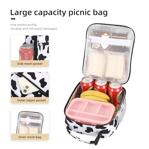 AYEANY Lunch box Lunch bag for men women Lunchbox Lunch bags Insulated Lunch bag Lunch box cooler (Cow)