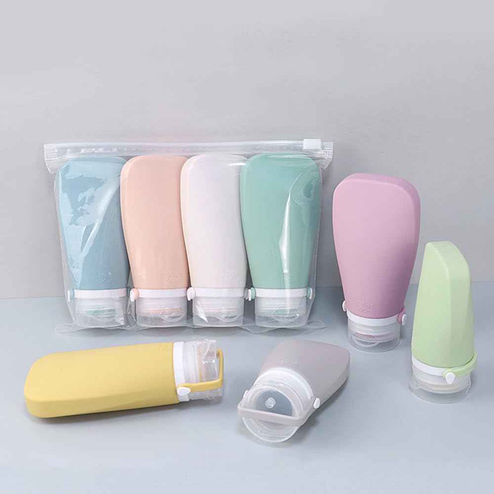 ForSewian Silicone Travel Bottles for Toiletries, TSA Approved Travel Containers 4 Pack of Leak Proof Refillable Accessories