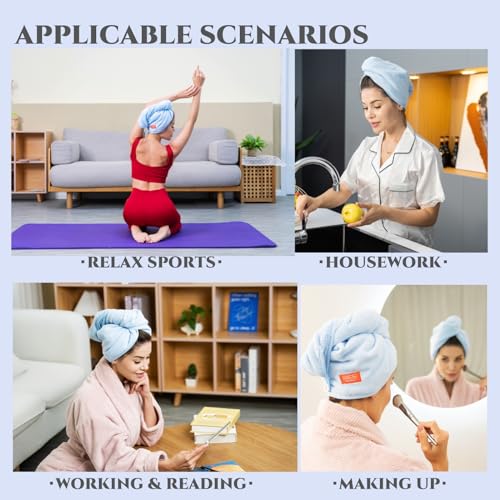 Microfiber Hair Towel Wrap 10x26 Inches - 2 Pack Turban