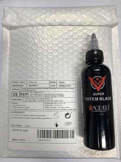 BAODELI 1 Bottle 4 OZ Tattoo Ink Super Black Ink Pigment Set Kits Body Arts 120 ml Black Professional Beauty Permanent Makes Up Paints (120ML)