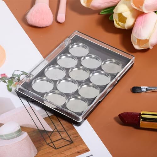 FRCOLOR Magnetic Eyeshadow Storage Box Compact Makeup Palette Organizer with Brush Holder Space-Saving Design for Home and Travel Use