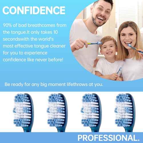 Medium, Spiral, Wavy Head Adult Toothbrush deep Cleaning to Remove Smoke and Tea Stains 4-Piece Set.