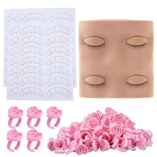 Eyelash Extension Practice Kit with Mannequin Head & 100 Glue Rings