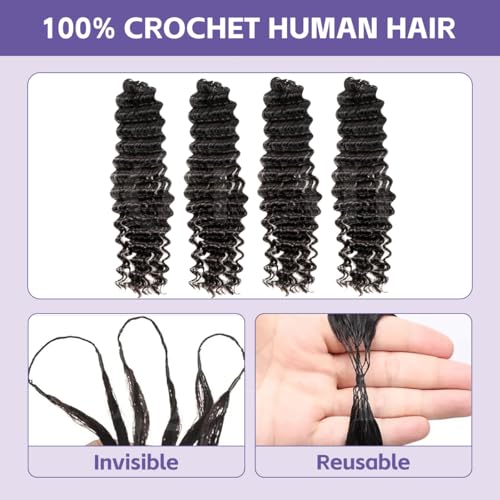 OQ Deep Wave Crochet Hair 18" - 100% Human Hair Extensions