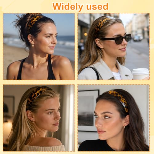 Women Wide Tortoise Shell Headbands No Slip Retro Hair Accessories