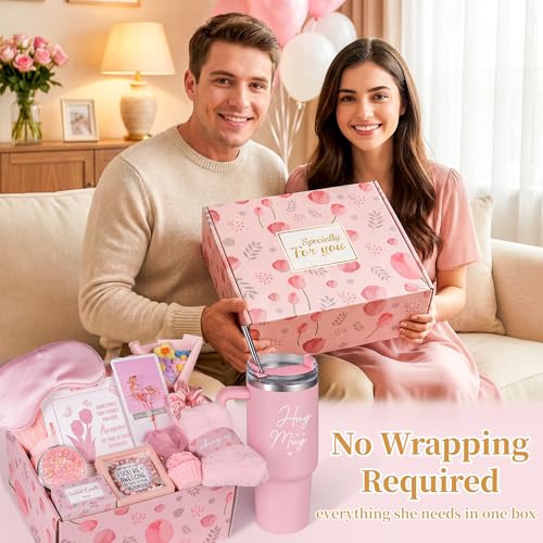 Women's Self Care Gift Basket Set with Blanket & Tumbler