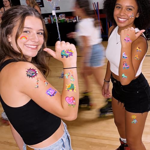 Roller Skate Temporary Tattoos,20 Sheets 200 Pieces Roller Skate Themed Tattoos Stickers Party Decoration Supplies for Adults