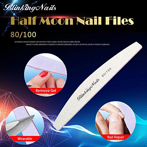 Abrasive Nail File 80/100 Grit 10Pcs Acrylic Nail Files and Buffers, Professional Washable Nail File Buffer Block with Double Sides Designed Disposable Nail Files Manicure Tools for Nail Art Care