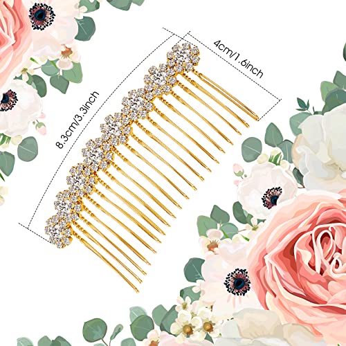 Geosar 4pc Alloy Rhinestone Hair Combs Wedding Bridal Silver Gold