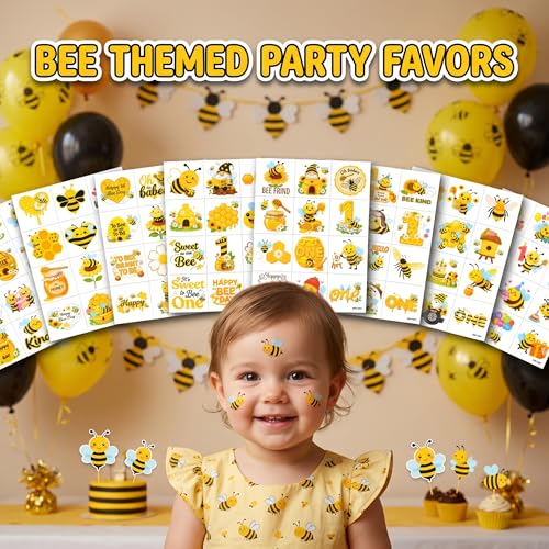 96-Piece Bee Temporary Tattoos for Kids | Waterproof Party Favors