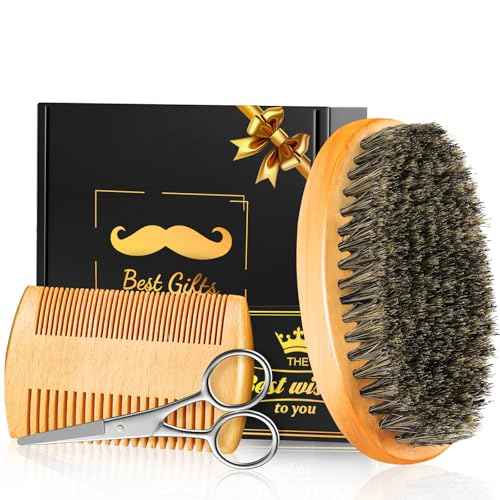 White Elephant Gifts Christmas Stocking Stuffers for Adults Men, Beard Brush Beard Comb for Men Husband Boyfriend Him Dad, Mens Self Care Birthday Valentine's Day Gifts, Grooming Travel kit