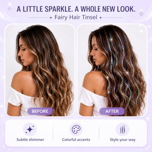 Uikreo 20-Color Hair Tinsel Kit Glitter Extensions for Women & Girls