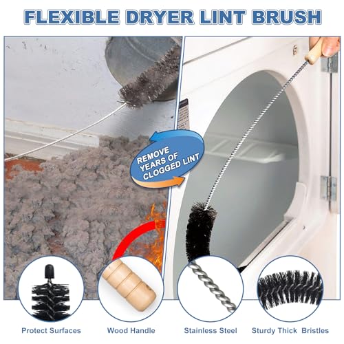 PetOde Deep Blue Dryer Vent Cleaner Kit with Lint Brush & Universal Vacuum Hose