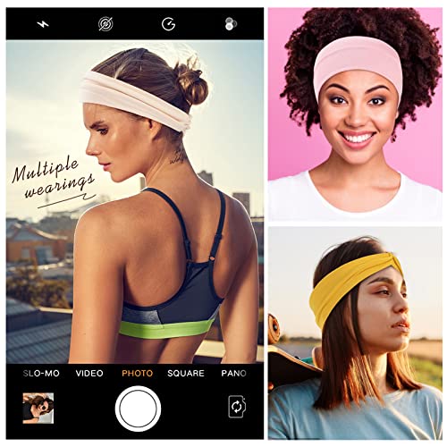 Panleding 12-Pack Stretchy Headbands for Women, Yoga & Sports