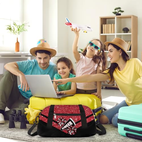 Kids Red Glitter Duffel Bag for Sports & Travel - OMFUNS