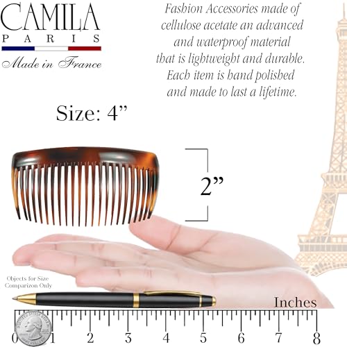 Camila Paris AD66/2 French Side Comb 4 Inch Tortoiseshell Hair Clip